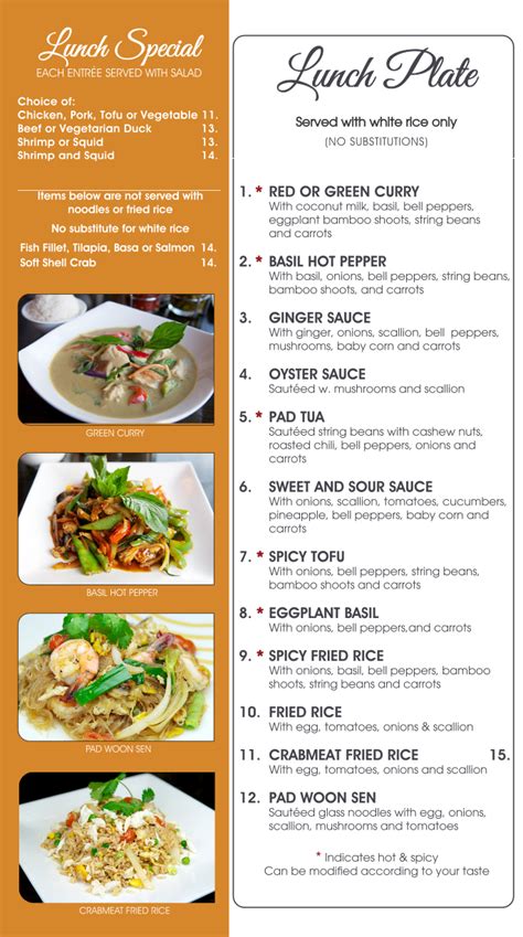 nitaya thai lunch menu
