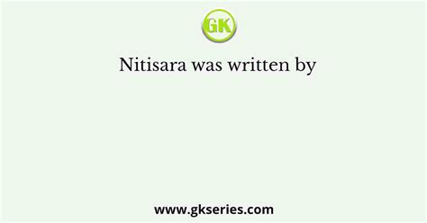 Nitisara Written By