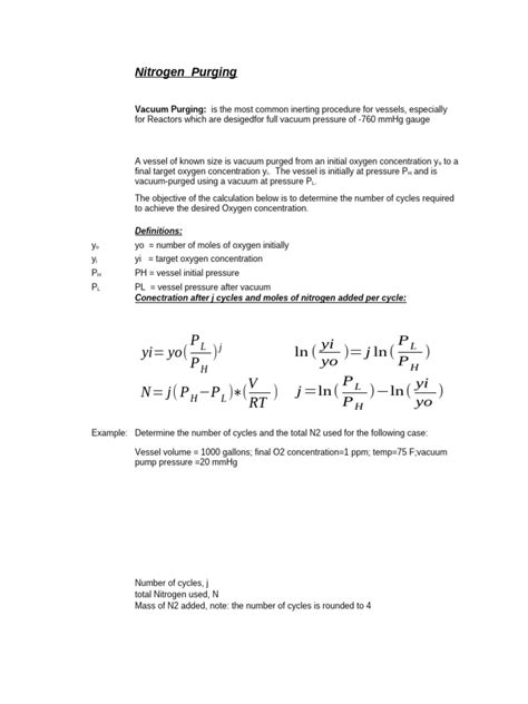Nitrogen Purging Calculations