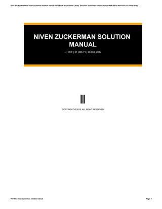 Read Niven Zuckerman Solution Manual 