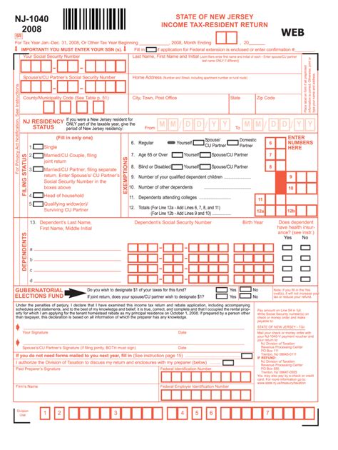 Nj 1040 Instructions