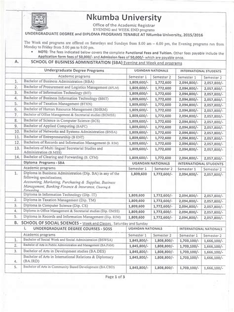 nkumba university fees structure