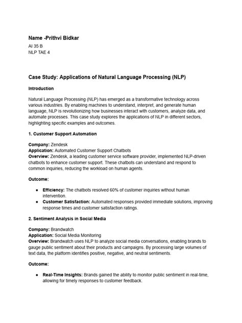 Nlp Case Study Examples