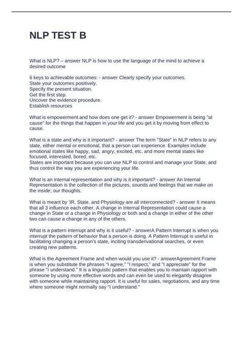 nlp test and answers