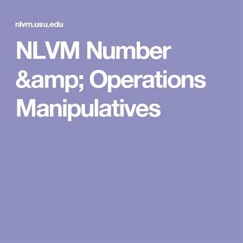 Nlvm Number Amp Operations Manipulatives Number Sense And Operations - Number Sense And Operations