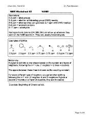 Nmr Worksheet 2 Chem 3al Fall 2016 Course Chem 3al Nmr Worksheet Answers - Chem 3al Nmr Worksheet Answers
