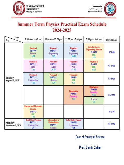 Nmu Exam Schedule