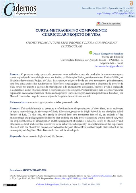 No Componente Curricular Vida