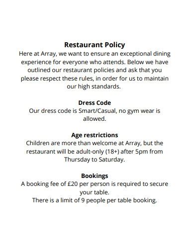 no dating customers policy for restaurants and bars