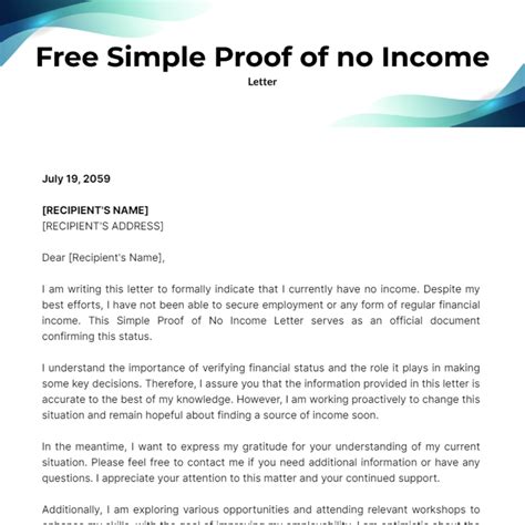 no income self statement letter sample