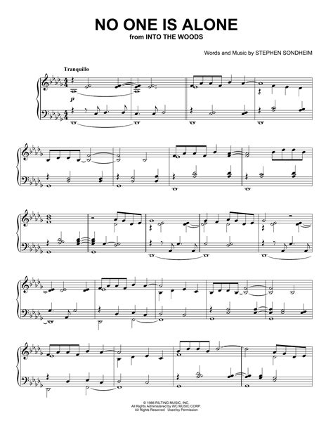 No One Is Alone Sheet Music