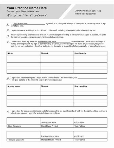 No Suicide Contract Pdf