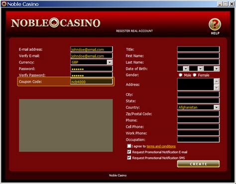 noble casino code