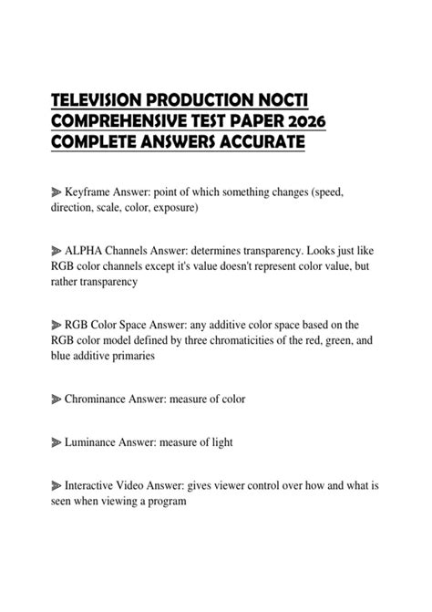 nocti television production sample test prep
