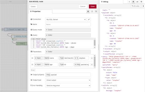 node red mssql example
