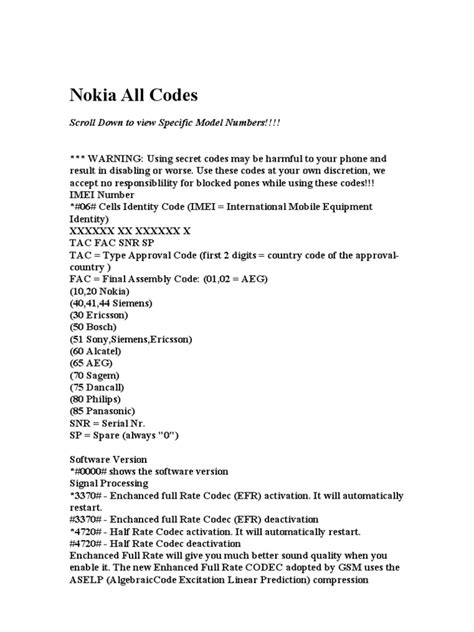 Nokia All Codes Saeed S Homepage