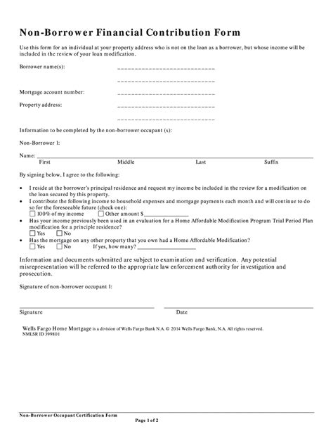 Non Borrower Contribution Form