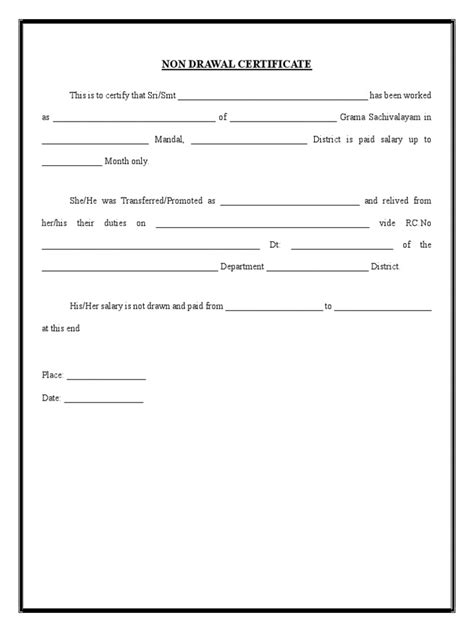 Non Drawal Certificate