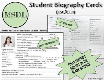 non example of biography cards