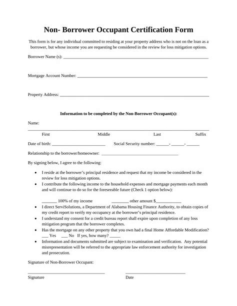 non owner occupant certification