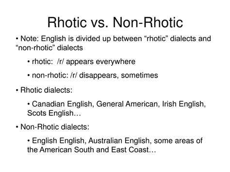Non Rhotic Languages