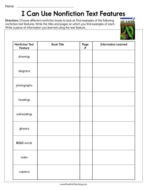 Nonfiction Text Features Worksheet Have Fun Teaching Using Text Features Worksheet - Using Text Features Worksheet