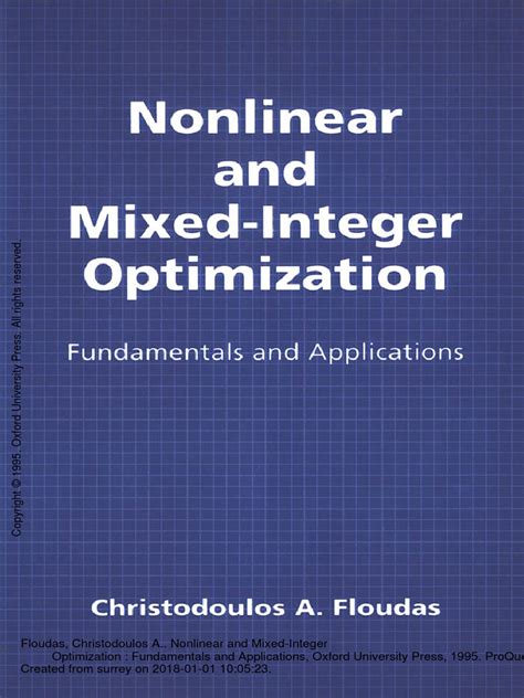 Nonlinear And Mixed Integer Optimization Fundamentals And Applications Topics In Chemical Engineering