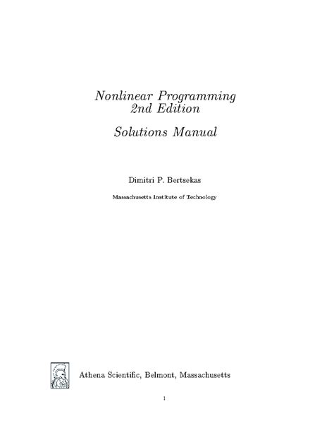 Nonlinear Programming 2nd Edition Solutions Manual