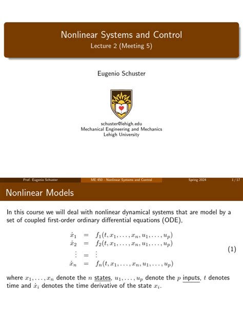 Nonlinear Systems And Control Lecture 1 Introduction