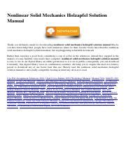 Read Nonlinear Solid Mechanics Holzapfel Solution Manual 