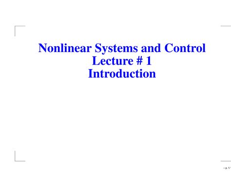 Download Nonlinear Systems And Control Lecture 1 Introduction 