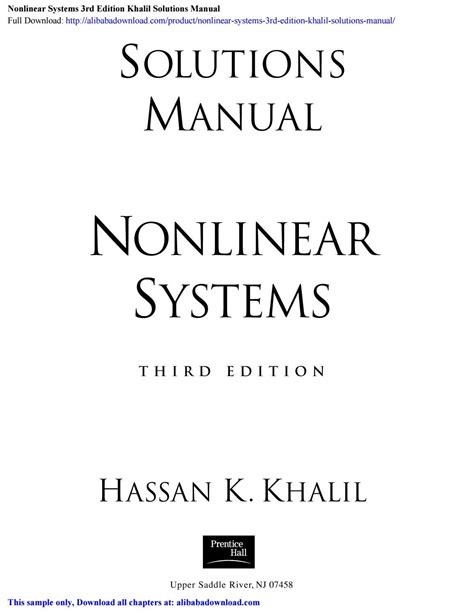 Read Online Nonlinear Systems Khalil Solutions Manual 