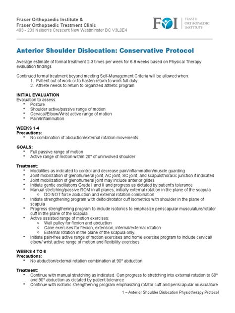nonoperative shoulder dislocation protocol vanderbilt school of