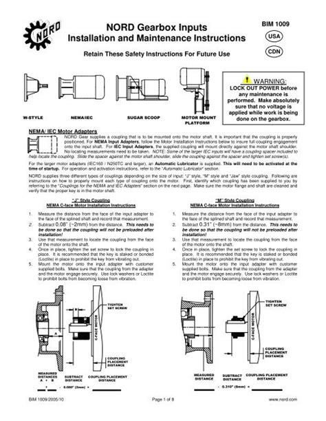 Full Download Nord Gearbox Inputs Installation And Maintenance Instructions 
