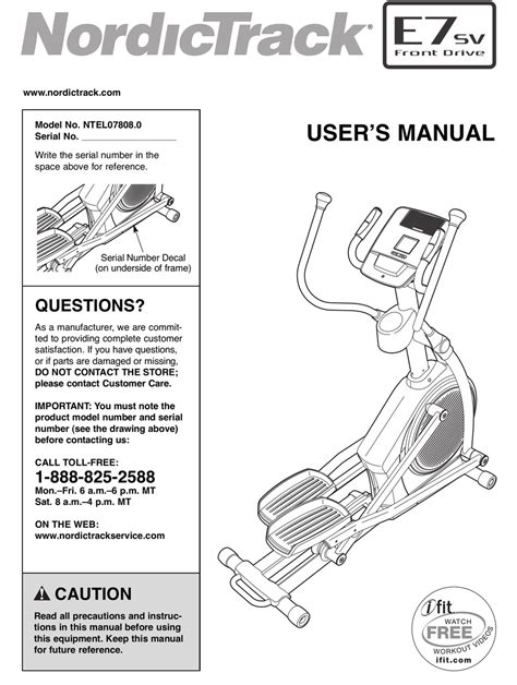 Read Online Nordictrack Manuals User Guide 