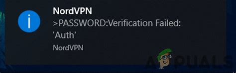 nordvpn pabword verification failed