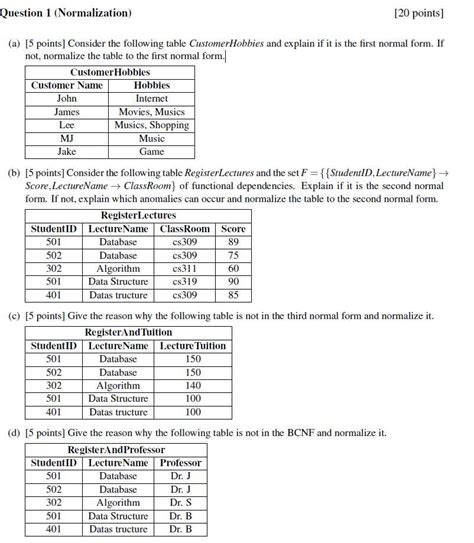Normalization Practice Questions With Solutions