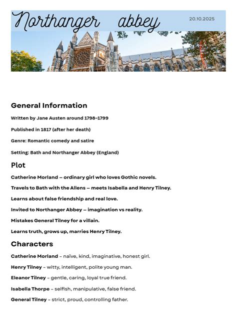 Northanger Abbey Themes