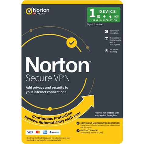 norton secure vpn 1 device 1 year card