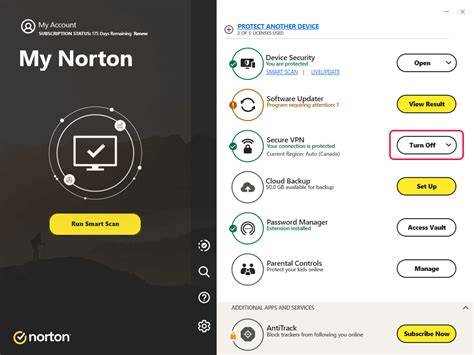 norton secure vpn turns off