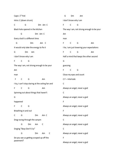 Not Strong Enough Chords
