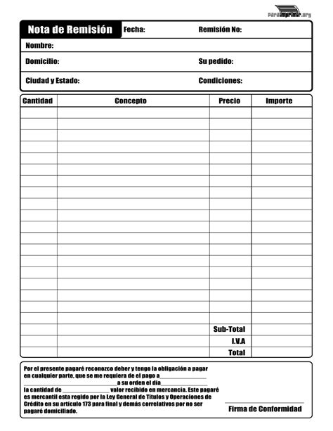 Nota De Remision Ejemplo