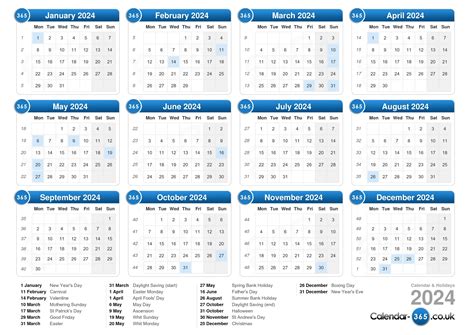 notable calendar dates 2024 uk