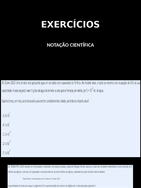 Notação Cientifica Exercicios
