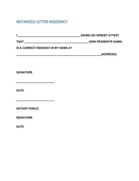 Notarized Letter For Proof Of Residence