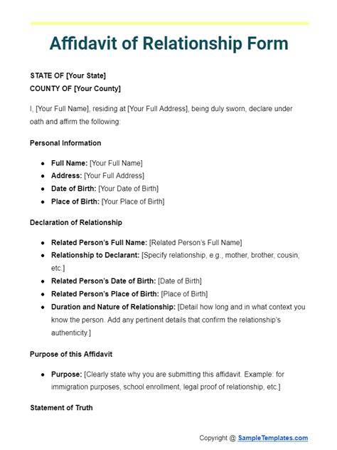 notary affidavit relationship certificate sibling