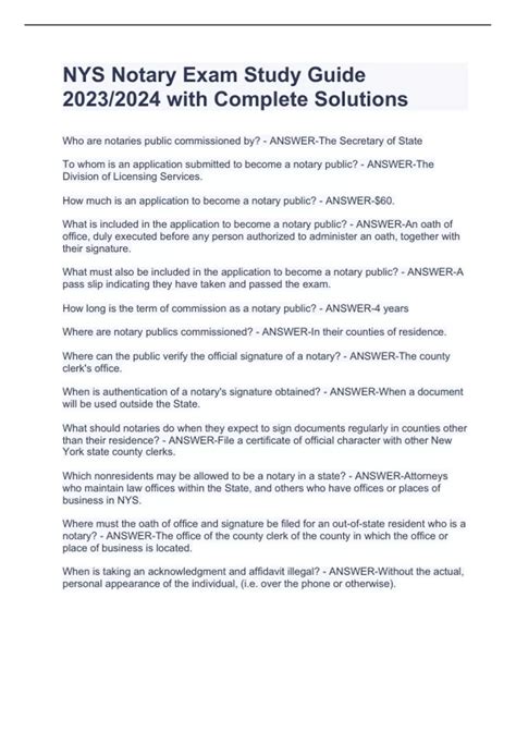 Notary Exam Study Guide