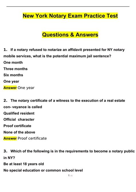 Notary Practice Test Ny