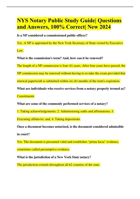 Notary Public Nyc Study Guide 2015