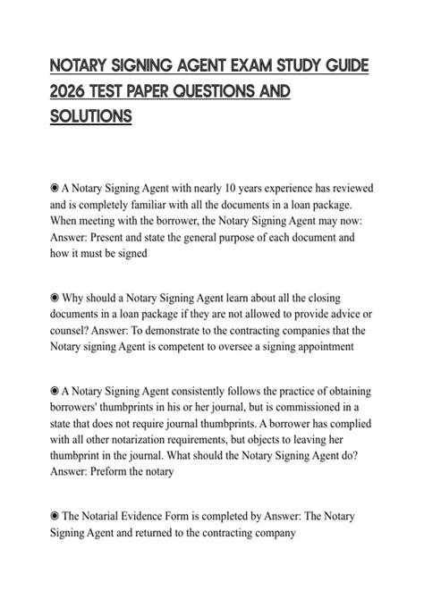 Notary Signing Agent Exam Study Guide